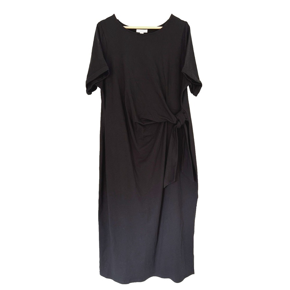 On 34th‎ Woman's Stretch Cotton Jersey Side Tie Maxi Dress Size 2X Classic Black